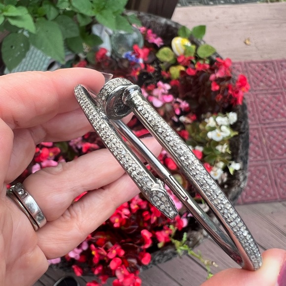 Diamond Nail Bangle sterling silver 2.5 carats natural diamonds - Picture 7 of 7